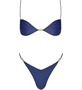 Amazon Volafa Women S Triangle Bikini Set String Swimsuit Print Tie Smocked Ruched Two