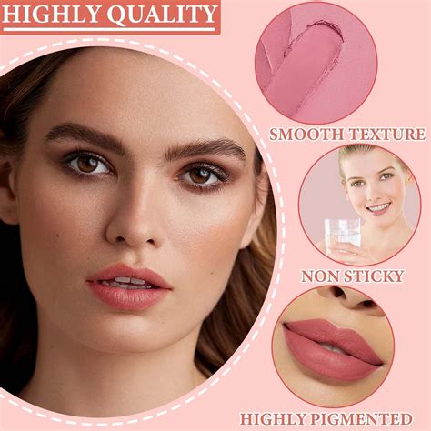 Juego de pintalabios color nude mate lápiz labial líquido natural de terciopelo suave mate