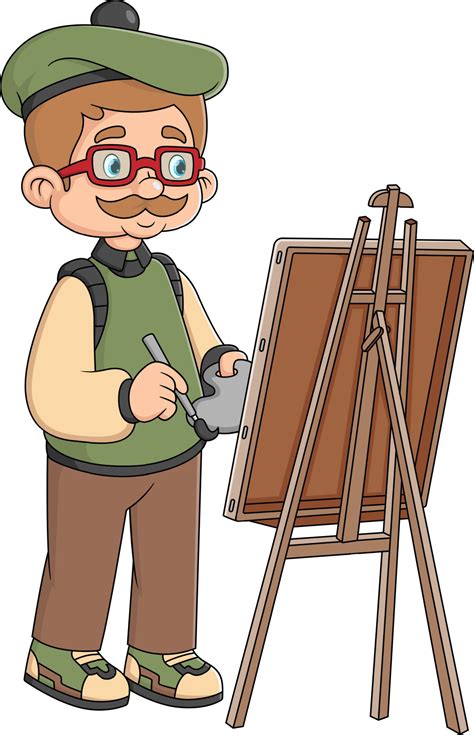 Antiguo Masculino Pintor Personaje Sostener Cepillo De Pintura En Mano