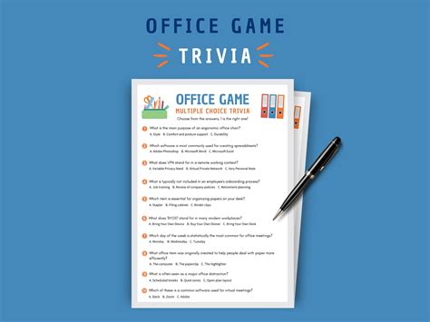 Office Games Multiple Choice Trivia Instant Download Printable Team