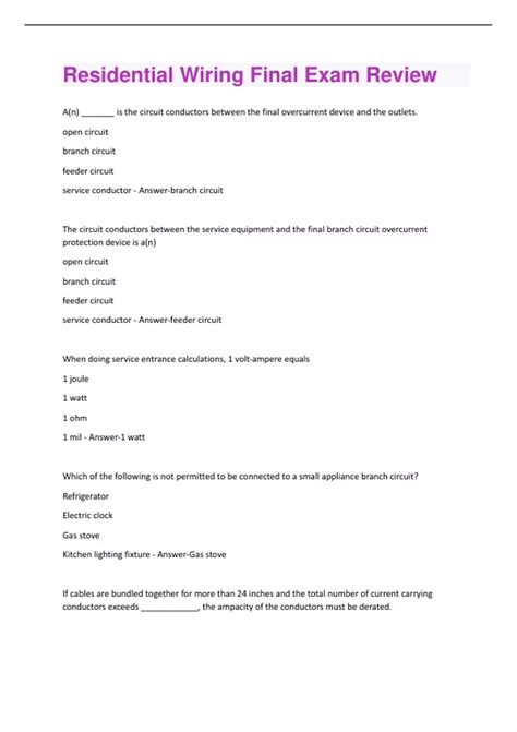 Electrical Wiring Residential 6th Edition Review Answers