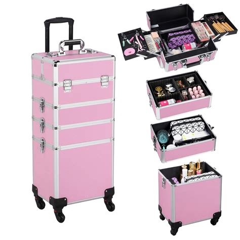 Amazon Yaheetech Aluminum In Cosmetic Trolley Rolling Makeup