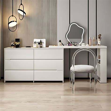 Adjustable Makeup Vanity Set with Smart Mirror & Stool – High QLO