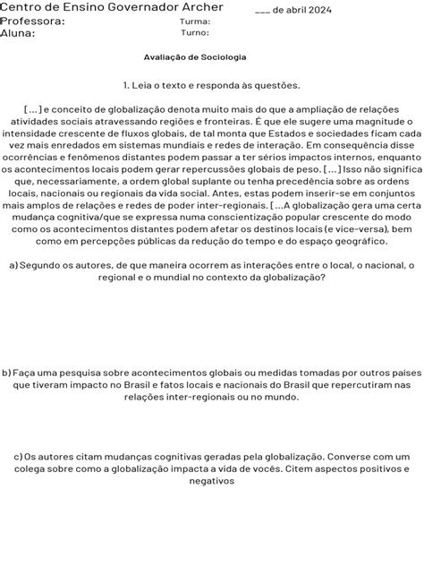 Centro De Ensino Governador Archer - Centro de Ensino Governador Archer ProfessoraLuciana. AlunaAna Cristina ...