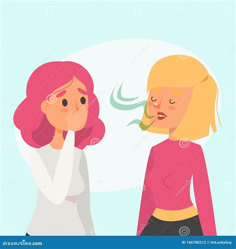 Woman with Bad Breath Talking To a Friend Isolated Stock Illustration