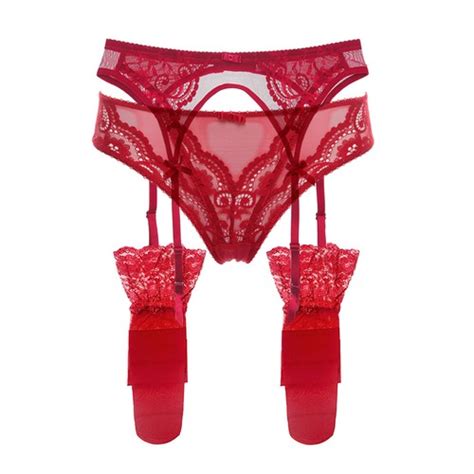 Embroidery Lace Suspender Belt Stocking Underwear Set Sexy Lingerie Pc Ebay