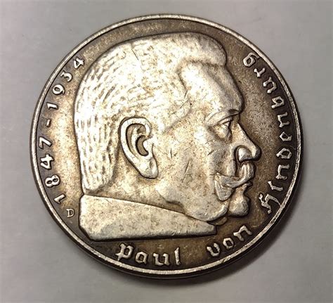 5 Marek Hindenburg 1936 Europa Numizmatyka Monety Allegro Pl