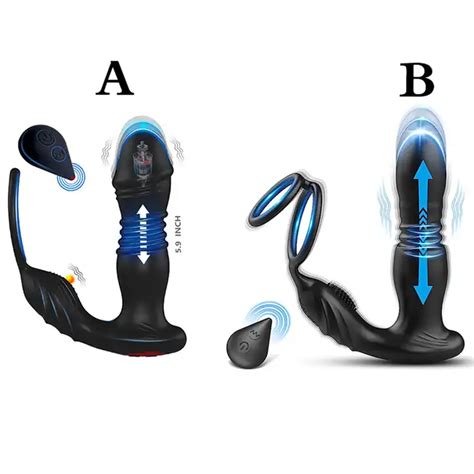 HULAMY Men Remote Control Anal Sex Toy Butt Plug Thrusting Anal Vibrator Prostate Massager With