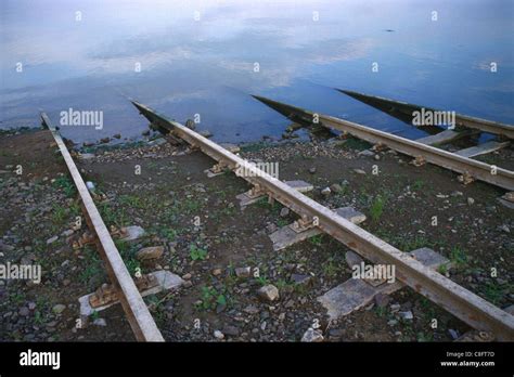 The Road To Nowhere Railway Goes Under The Water Surface Near
