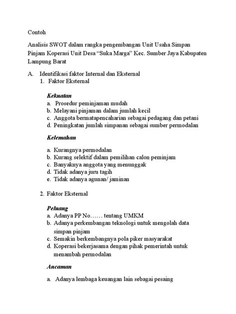 Contoh Analisis Swot Usaha Kecil 51 Koleksi Gambar