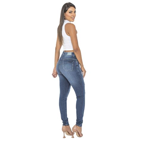 Cal A Jeans Feminina Skinny Cintura Alta Rasgada Mari Boutique Home