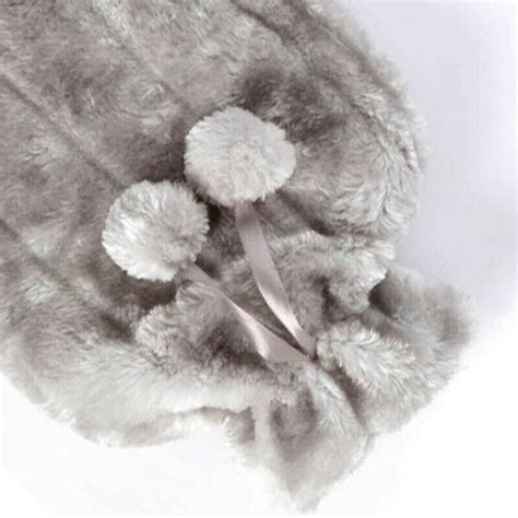 Large L Rubber Hot Water Bottle Bag Warm Cover Faux Fur Fluffy Pom Pom Cover EBay