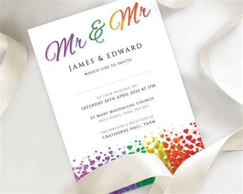 Gay Wedding Invitation Mr Mr Printable Editable Pdf Template