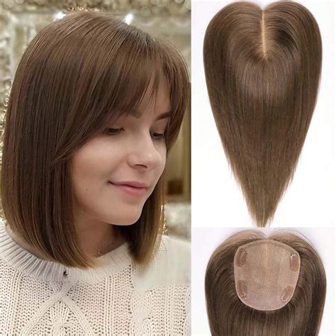 55x5 Large Coverage Hair Toppers With Bangs12 Inch Real Hair Toppers