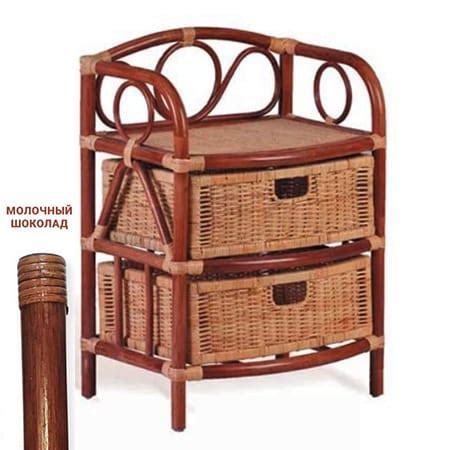 Комод РАДУГА 27/03 (500х400х650) 2 ящика, ротанг, шоколад молочный ...
