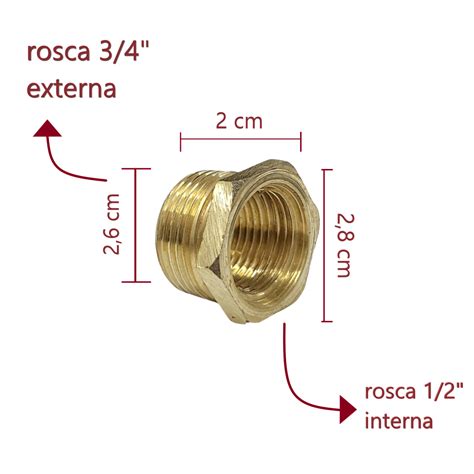 Reducao 3 4 1 2 - Bucha de Redução 3/4 x 1/2 em Latão Amarelo para Conexões Hidráulicas ...