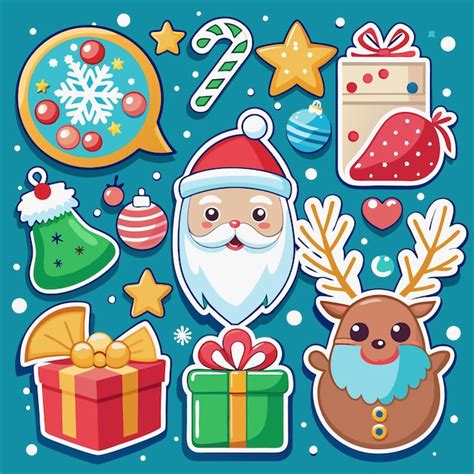 Merry Christmas Stickers Premium Ai Generated Vector