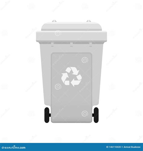 Bin Recycle Plastic Grey Wheelie Bin For Waste Isolated On White