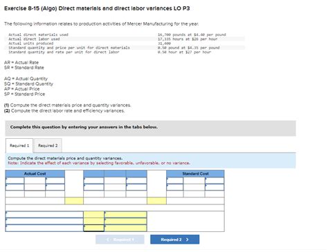 Solved Exerclse Algo Direct Materlals And Dlrect Chegg