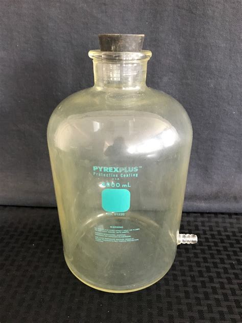 PYREX PLUS 4000mL Plastic Coating Glass Aspirator Bottle Sidearm 6