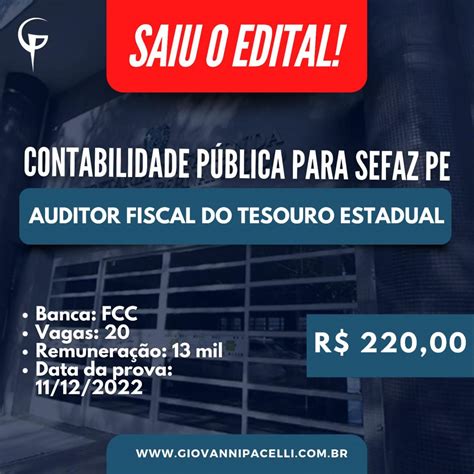 Contabilidade Pública Para Sefaz Pe Auditor Fiscal Do Tesouro