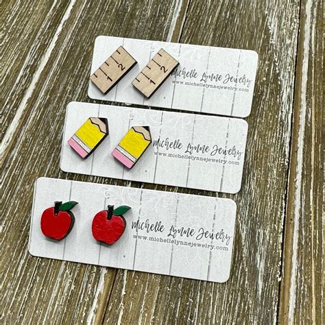 teacher earrings school earrings pencil earrings ruler earrings