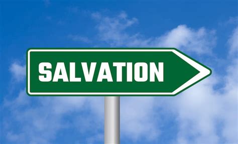 Premium Photo Salvation Road Sign On Cloudy Sky Background