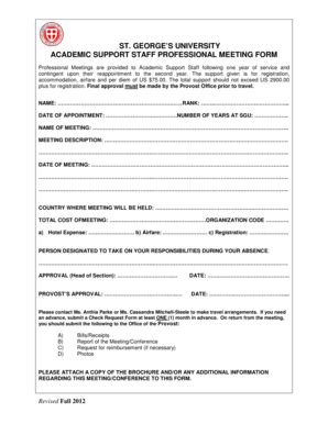 Fillable Online Etalk Sgu Academic Support Travel Form St George S