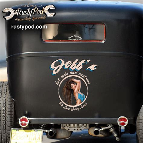 Personalized Pinup Girl Hot Rod Custom Lettering Vinyl Sticker Rustypod Store