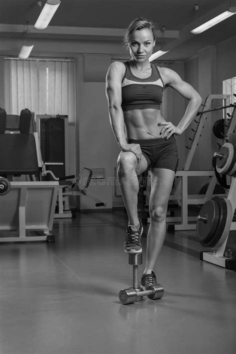 Attractive Blonde Performs Exercises Stock Image Image Of Bodybuilding Activity 54462997