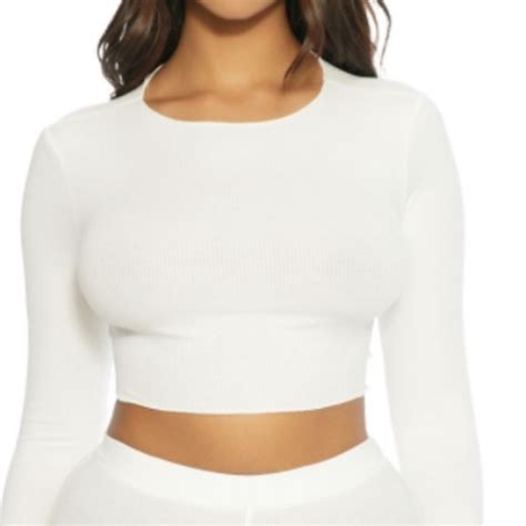 Naked Wardrobe Tops Naked Wardrobe Ribbed Down Crop Top Poshmark