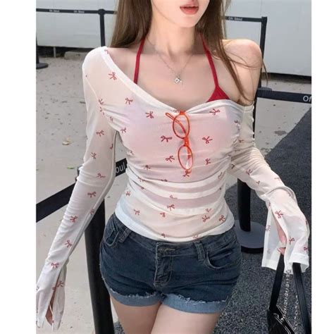 Set O Thun D I Tay Hai M Nh L Ch Vai D Nh Cho N M A H N In H Nh Hot Girl Slim Top Shopee