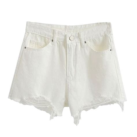 XMMSWDLA Women S High Waisted Ripped Stretchy Denim Hot Short Summer Jean Shorts White Short