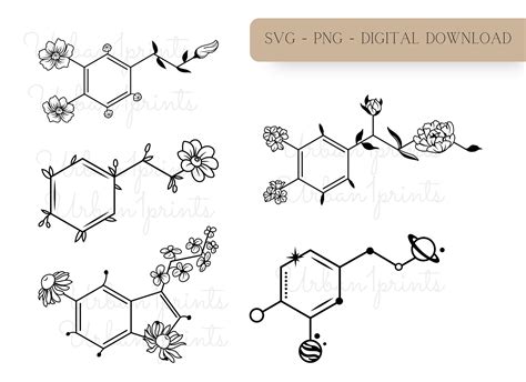 Chemical Structure Svg Floral Serotonin Svg Flower Dopamine Svg