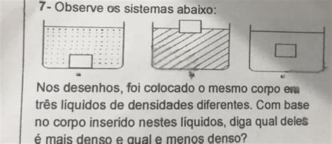 7 Observe Os Sistemas Abaixo Nos Desenhos Foi Colocado O Mesmo Corpo