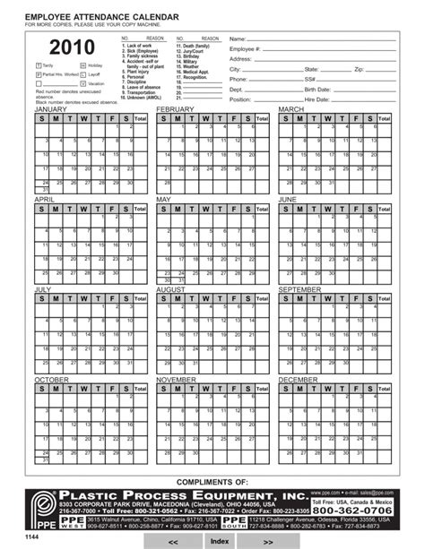 Free Employee Attendance Calendar Adah Linnie