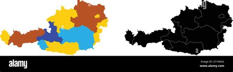 Austria vector silhouette map white background Stock Vector Image & Art ...