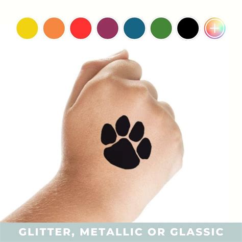 Colorful Paw Print Temporary Tattoos Glitter And Metallic