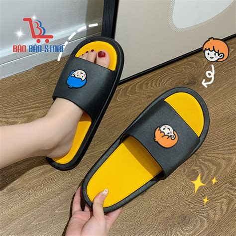 Dép quai ngang nữ cao su hình BOY GIRL hot 2021 Thương hiệu BẢO BẢO STORE TheGioiSneaker