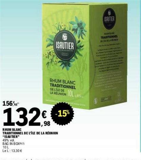 Promo Rhum Blanc Traditionnel De L Le De La R Union Isautier Chez E