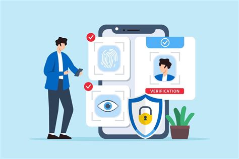 Flat illustration of man managing multi-factor authentication to ... 
