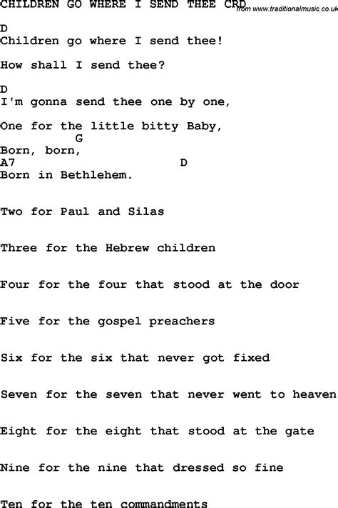 Christian Childrens Song Children Go Where I Send Thee Lyrics And Chords