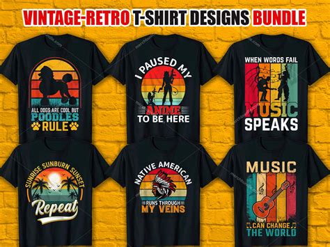 Vintage Retro T Shirt Design Bundle T Shirt Design Bundle