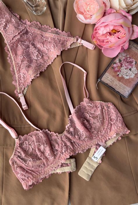 Pink Lace Lingerie Set Pink Lingerie Set Soft Lingerie Set Etsy