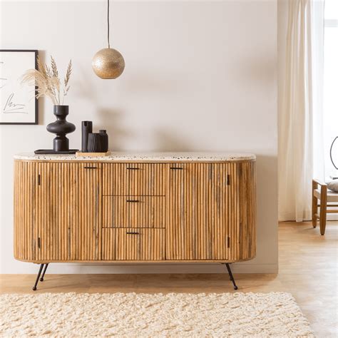 Buffet En Bois De Manguier Et Terrazzo Ambrine Made In Meubles