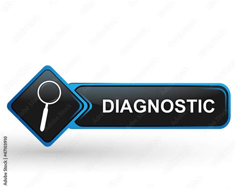 Vetor de diagnostic sur bouton web carré design bleu do Stock Adobe Stock