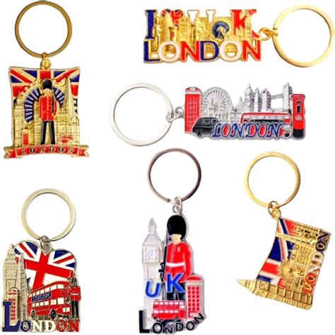 6 London Keyrings British Souvenir T Keychains Key Chain Gb