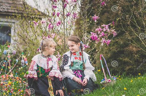 Easter Traditional Folk Costumes In Slovakia Europe Stock Photo