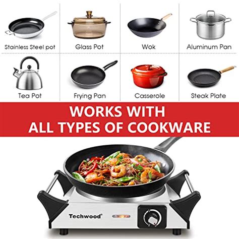 Snapklik Hot Plate Techwood Single Burner For Cooking W Countertop Electric Stove