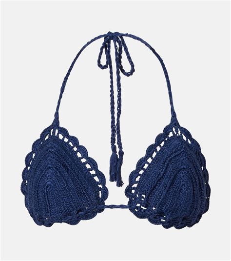 Top de bikini de croché en azul Anna Kosturova Mytheresa